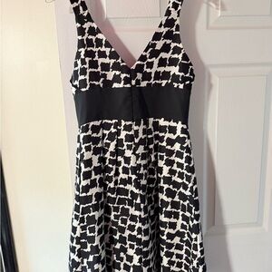 White House Black Market Monochrome Patterned Midi Dress